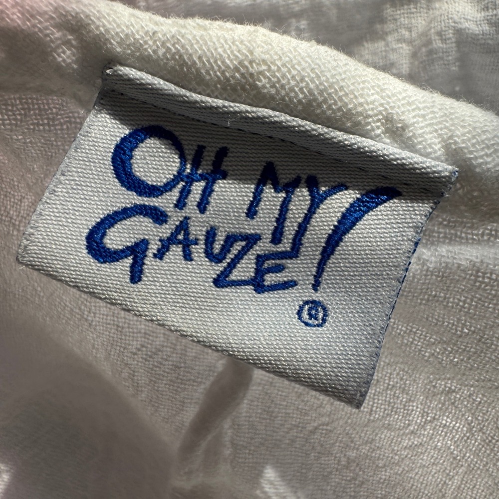 Oh My Gauze White Cotton Gauze Poncho Batwing Top Oversized 2 Lagenlook Coastal - Picture 3 of 7